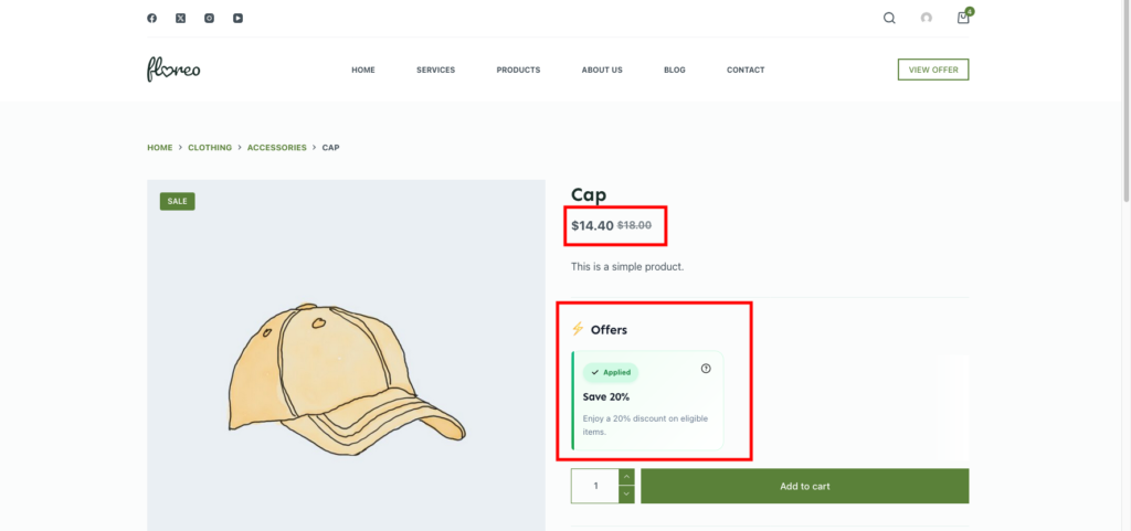 WooCommerce product page displaying a Ezhance promotion and discounted pricing